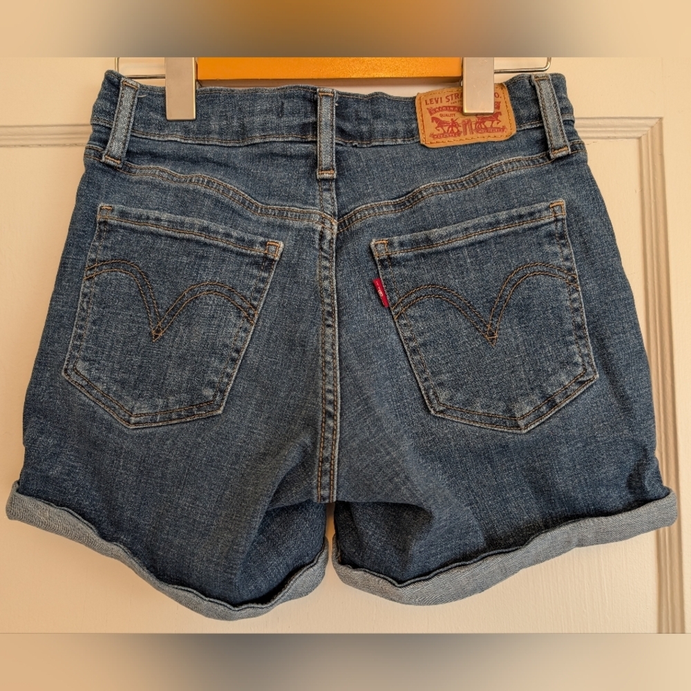 Levi's Blue Distressed Jean Shorts - Picture 2 of 6